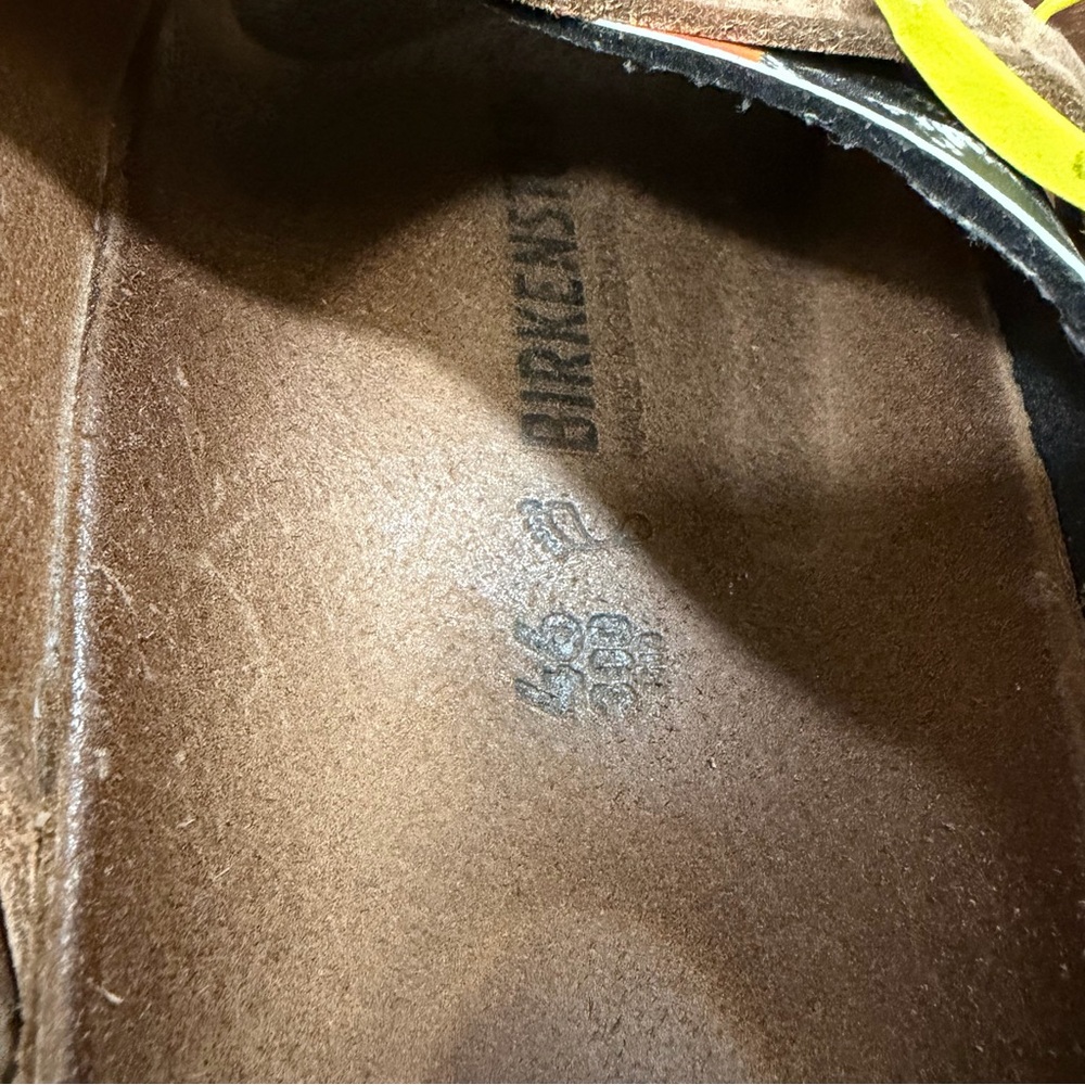 Birkenstock Zürich Brown Leather Sandals with Yellow Buckles Unisex EU46/USM12 - Picture 6 of 13